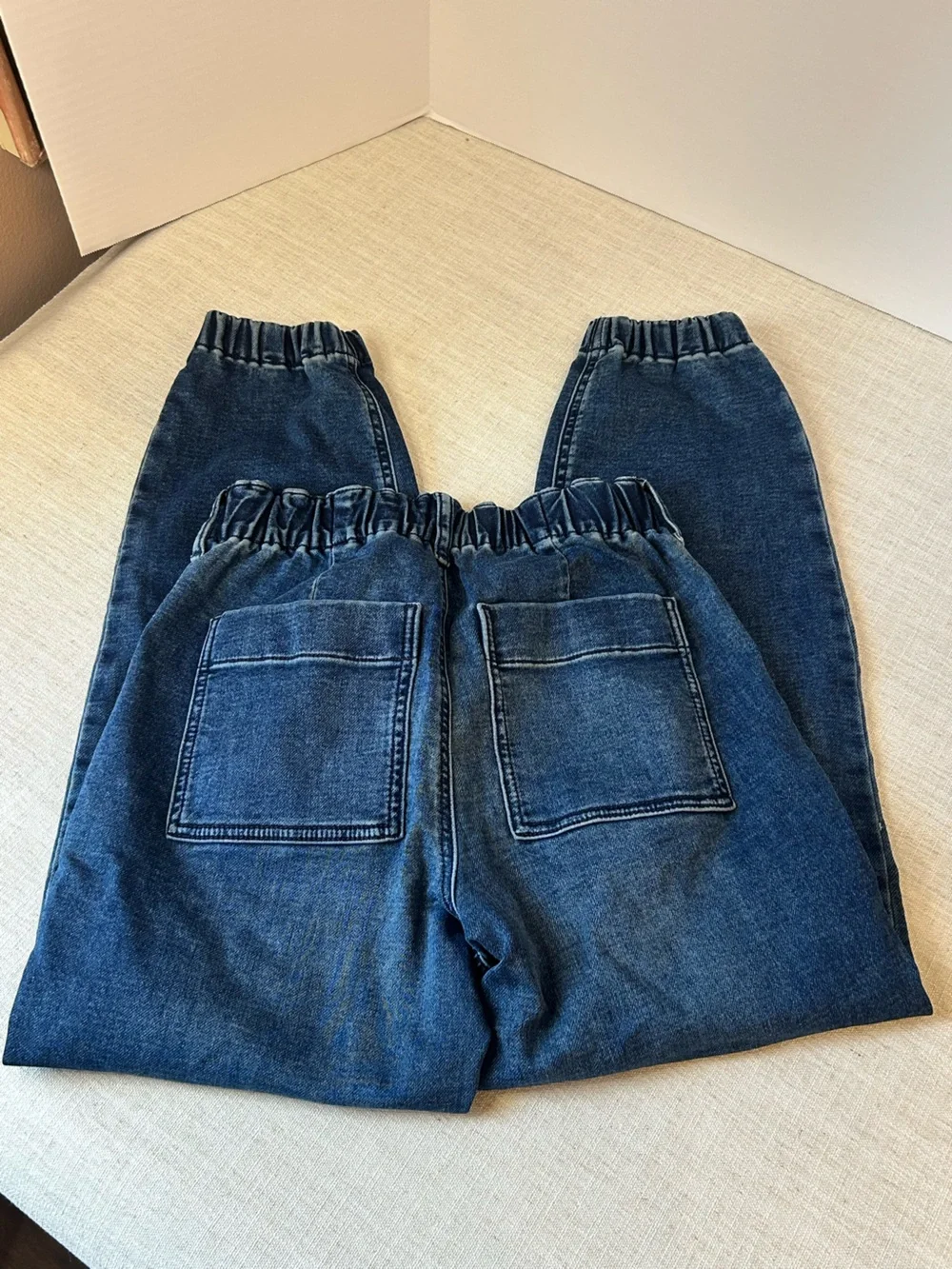 J. Crew Dark Blue Cropped Elastic-Waist Jeans